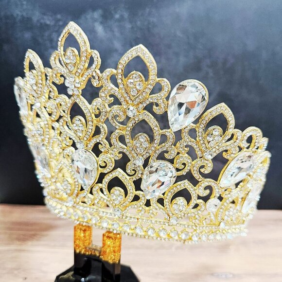 Gold Comb Crown, Bridal Crown, Wedding Hair Jewelry, Homecoming Prom Crown main image 5